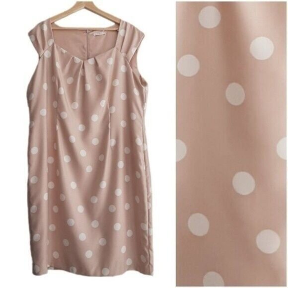JACQUES VERT \ Sheath Mini Dress Polka-dot Pink & White Sz 20 - Picture 1 of 10